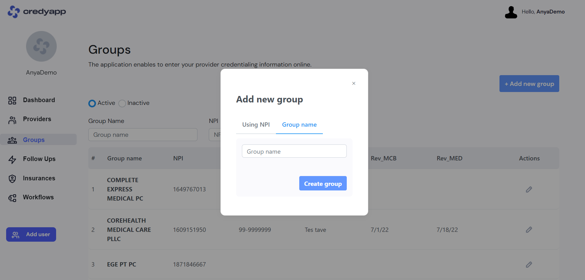 group popup